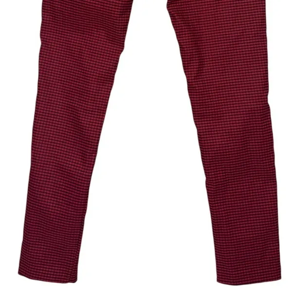 ZARA High Rise Stretch Gingham Flat Front Skinny Pants Button ZipUp L Red Black - Image 7
