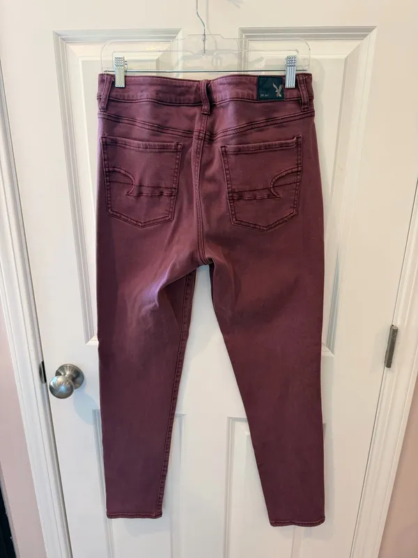 American Eagle Maroon Hi-Rise Jegging Size 12 - Image 4