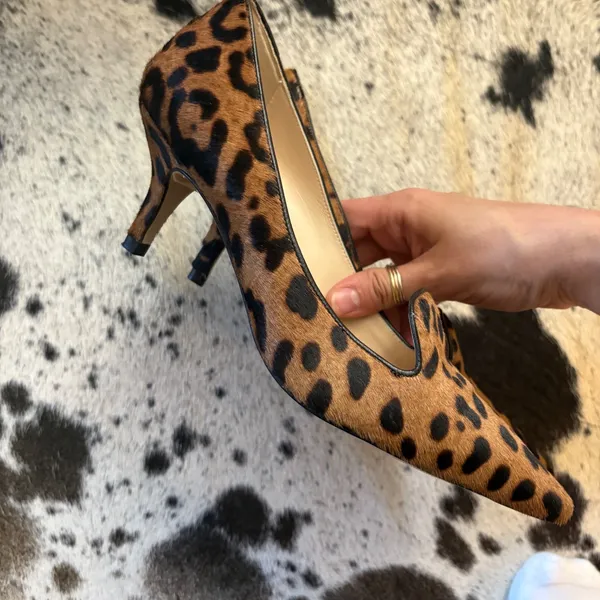 LK‎ Bennett London Marie Leopard Print Calf Hair Kitten Heels Size 39 - Image 4