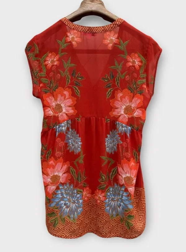 DR2 Floral Blouse Red Size M - Image 5