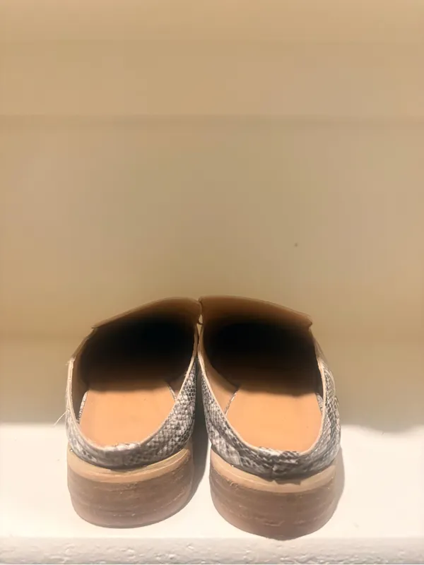 Nova Snake-Print Slip-On Mule in Cream and Gray - Image 2