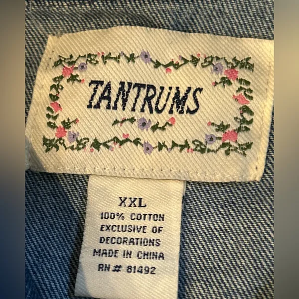 TANTRUMS Denim Embroidered Jacket 100% Cotton Size XXL. - Image 11