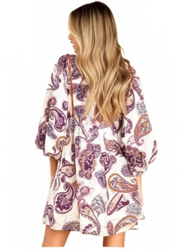 Band of the Free Paisley Long Sleeve Mini Dress - Image 2