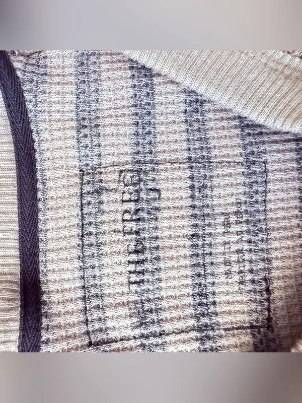 We The Free Brown Striped Slouchy Oversized Waffle-Knit V-Neck Pullover Sweater - Image 4