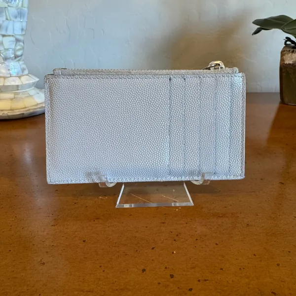 Saint Laurent YSL Cassandra Gray Leather Coin Purse Wallet - Image 5
