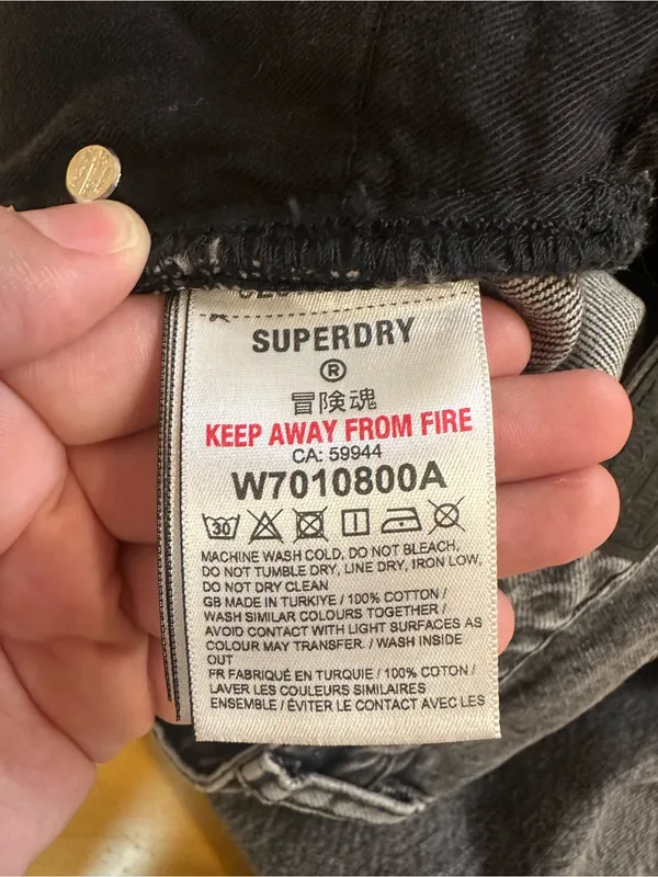 Superdry Mid Rise Wide Leg Jeans Black Wash 28/30 New - Image 11