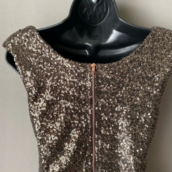 MinkPink sz S gold sequin party mini dress‎ - Image 9