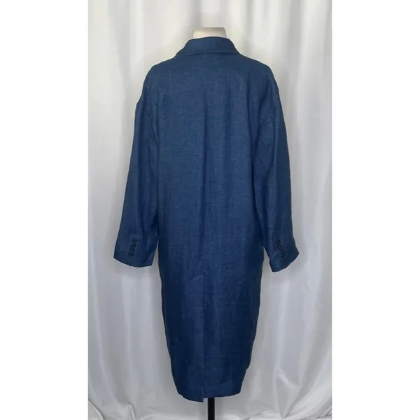ZARA Limited Edition Linen Coat Buttons Pockets Double Breasted Blue X-Small - Image 9