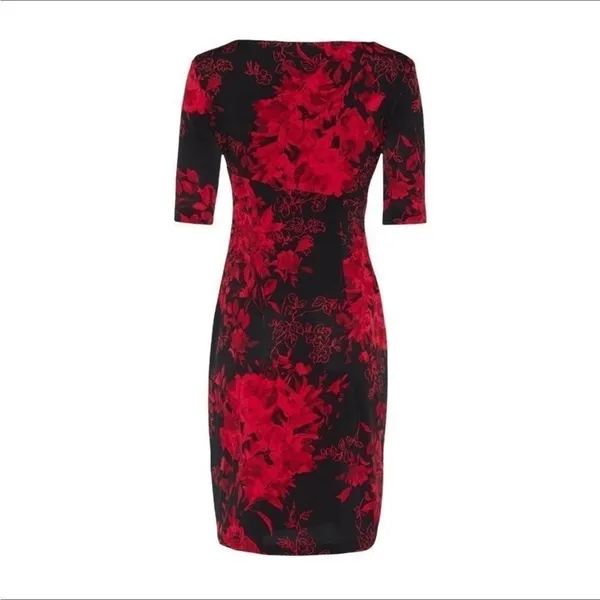 Connected Apparel Women's Elbow Sleeve Printed Sheath Dress Size 4 Petite NWOT - Image 7