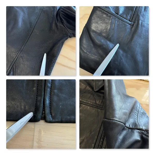 Vintage Andrew Marc NY Genuine‎ Leather Women's Jacket Zip Front Collared Small Black - Image 7
