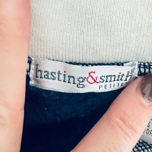 Vtg Hasting & Smith Sweatshirt Womens Petite Large Blue Fall‎ Leaves CAT Granny - Image 6
