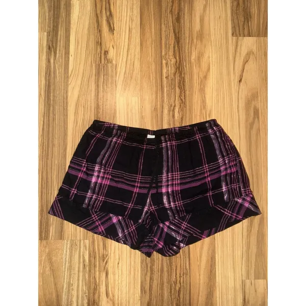 Victoria's Secret Womens‎ XS Black Pink Plaid Elastic Waist Pajama Sleep Shorts - Image 2