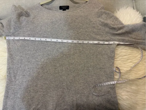 CHARTER CLUB Pure Cashmere Double-Ruffle Sweater Gray Large Minimalist Luxury - Image 7