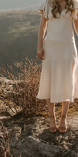 Cream Satin Midi Dress - Image 3