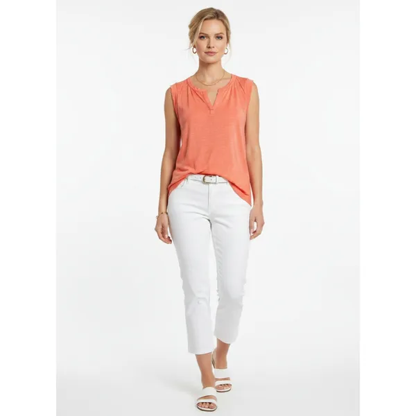 Ann Taylor 100% Linen Coral Orange Sleeveless Blouse Top S - Image 5
