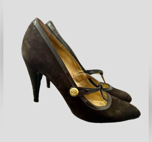 Coach T-Strap Heels Brown Suede size 10 - Image 5