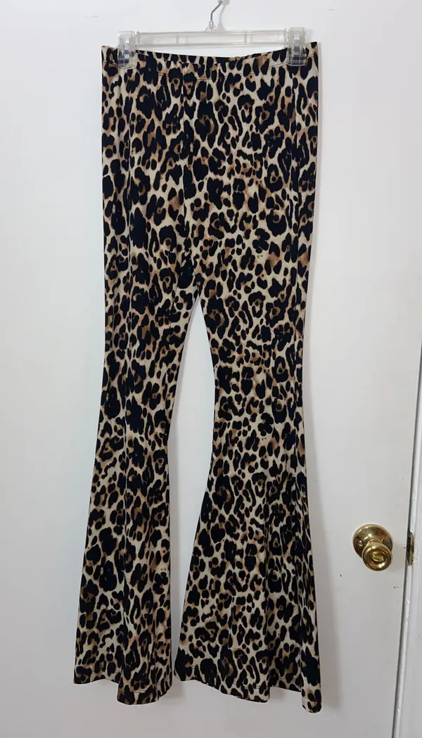 NWT cheetah print flare pants from boutique Multi Size M - Image 2