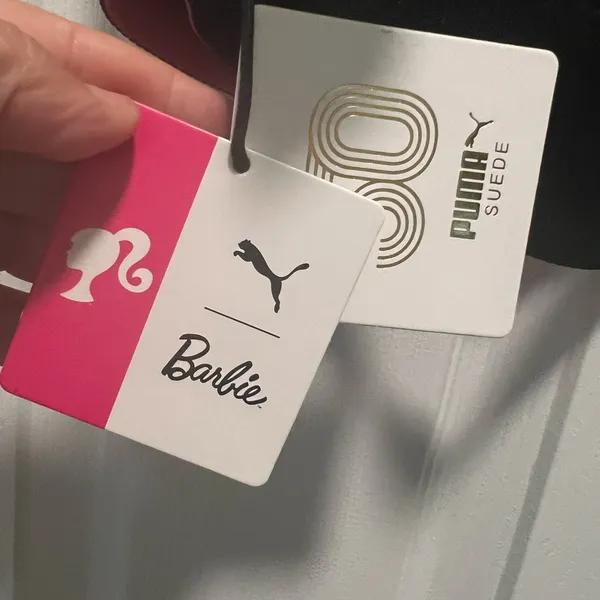 Puma x Barbie Women’s Size XS Crop Top Mesh straps Peekaboo Window Barbie logo - Image 7