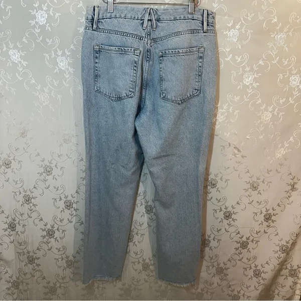 Good American Good Straight Light Wash Distressed Jeans Size 6 28 GCC00859T - Image 8