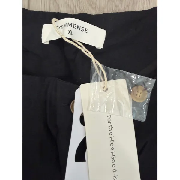 Commense Minimalist Black Cotton Button Front Casual Short Dress NWT XL - Image 3