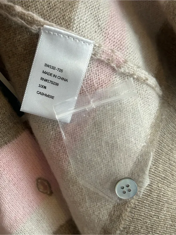 CAROLINE CONSTAS 100% Cashmere Striped Crew Neck Sweater Cardigan size XS - Image 4