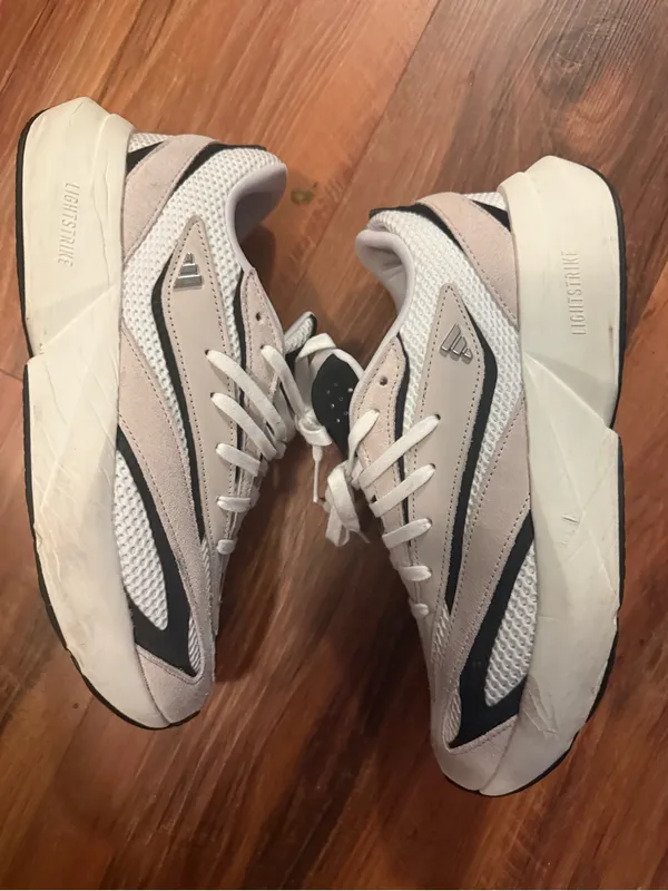 adidas White and Black Athletic Sneakers with Mesh Upper - Image 3