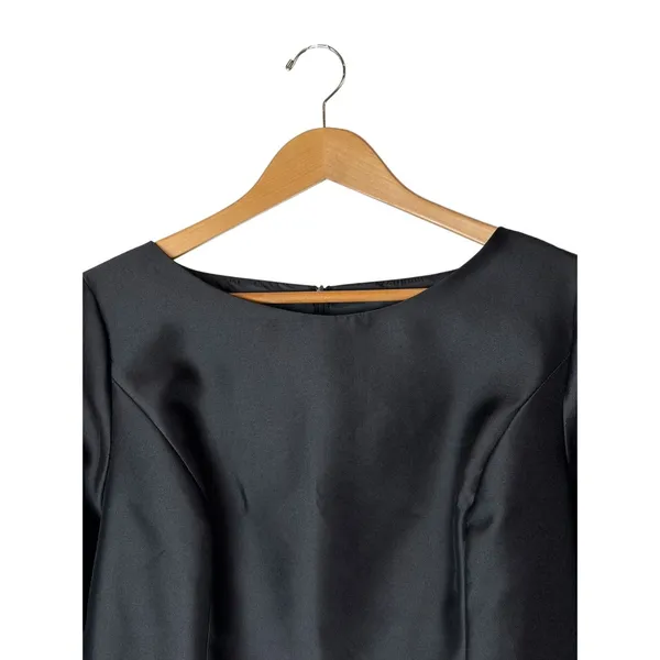 Lotus Grace Dress Women 14 Black Ruffle Bell Sleeve Taffeta Sheath LBD Cocktail - Image 4