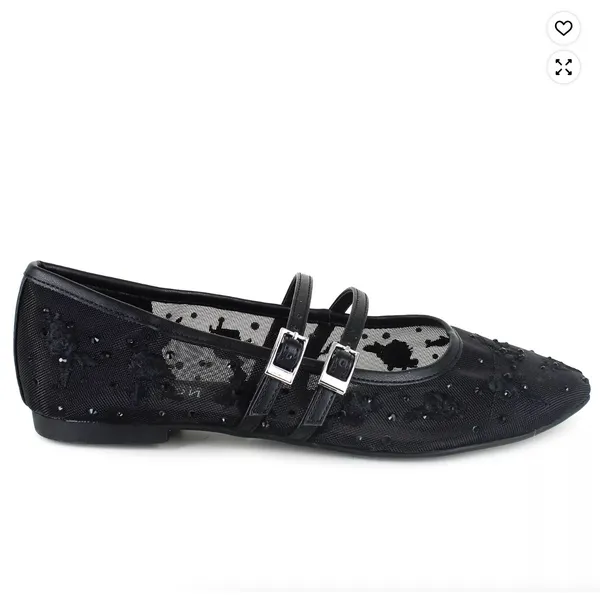 Kenneth Cole Black Mesh Malibu Nites Mary Jane Flats Size 9.5 - Image 6