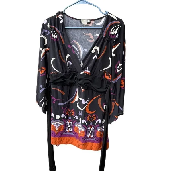 Y2K J.T.B. Size L Mod print faux wrap mini dress. - Image 3