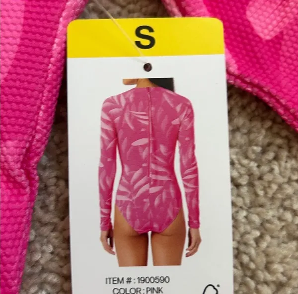 Hurley Pink Long Sleeve Swimsuit. S - Image 2