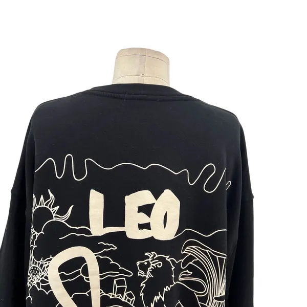 Good American Boyfriend Pullover Sweatshirt Leo Zodiac‎ Sign Black Size 3 Large - Image 9