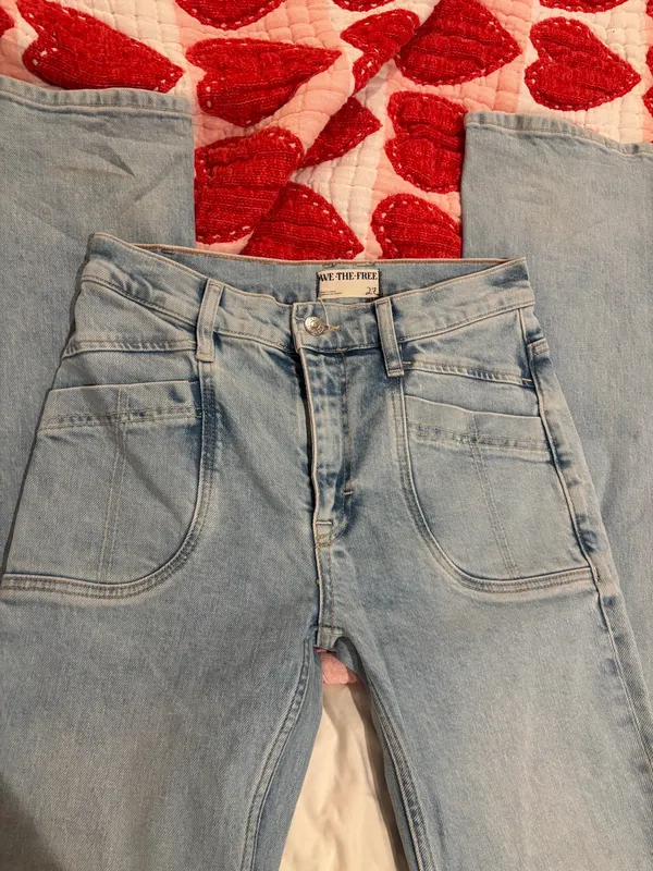 Free People Aiden Slim Flare Jeans Totally Buggin Blue - Image 2