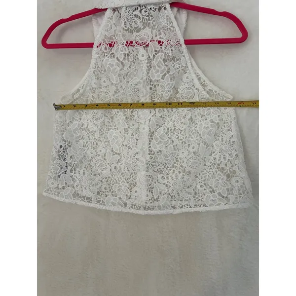 ZARA White Floral Lace Sleeveless Button Down Cropped Top Shirt XS‎ - Image 7