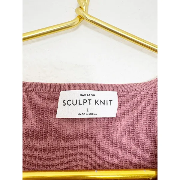 Aritzia Babaton Sculpt Knit Deep V Tank Size Large Maeve Pink Crop Ribbed - Image 6