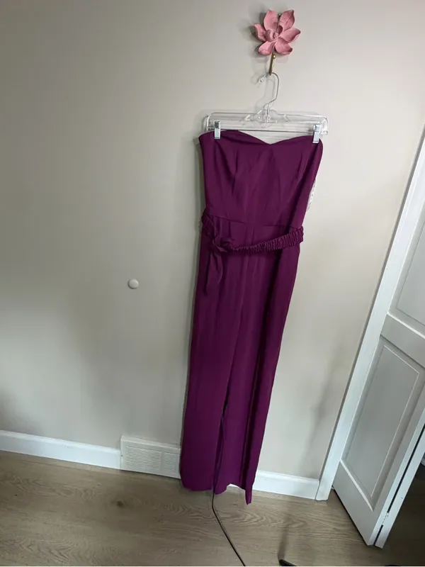 Lilly Pulitzer Strapless Plum Wide-Leg Jumpsuit with Self Tie - Image 4