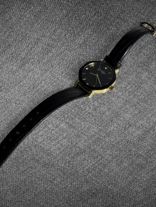 Jessica Simpson Black Gold Crystal Quartz Watch NWT - Image 7