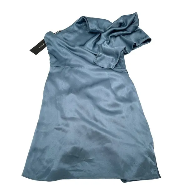 Elliatt Satin One Shoulder Dress Blue Mini Cocktail Party Size Small NWT - Image 9