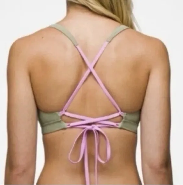 Prana Tulum Top Black Color Block Green Lilac Bikini Summer Pool Vacation Medium - Image 5