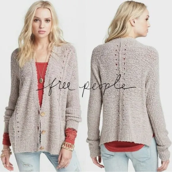 FREE PEOPLE FALL FRIEND CARDI CARDIGAN~OVERSIZED MARLED KNIT SWEATER.Size XS. - Image 2