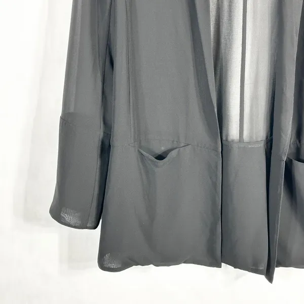 French Connection‎ Size 2 Blazer Jacket Shrug Semi Sheer Black Open Chiffon 1286 - Image 7