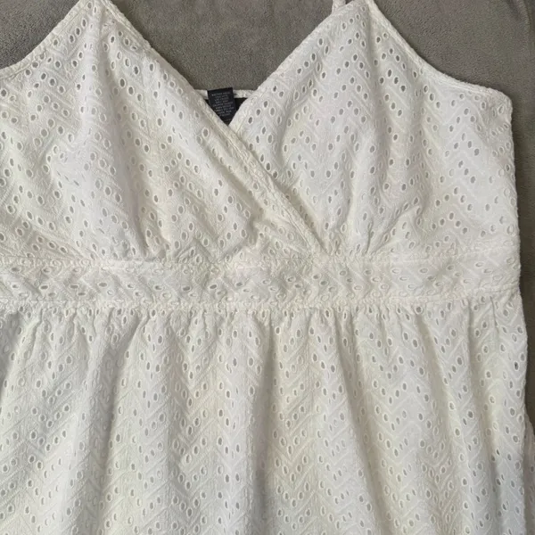 Lane Bryant White Cotton Eyelet Dress Size 24 Cottagecore‎ Coastal Embroidered - Image 5