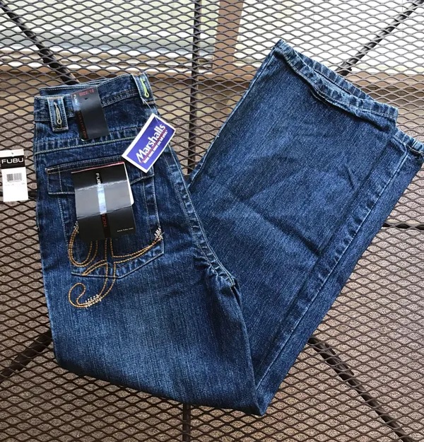 Amazing Y2k Nwt Blue Dark Wash Fubu Embroidered Denim Jeans - Image 3