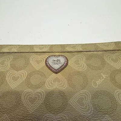 Coach Beige Heart C Coated Canvas Zip Around Wallet - Image 2