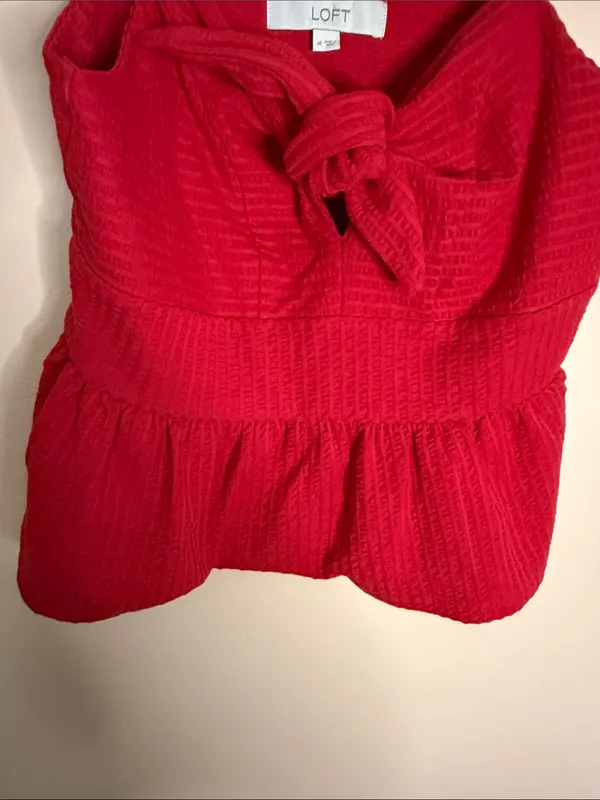 LOFT Red Tie-Front Peplum Camisole - Image 5