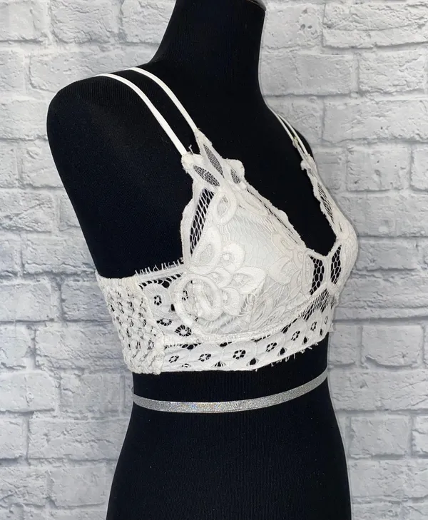 Francesca’s lace criss cross back bralette w/4 adjustable straps white sz Med - Image 3