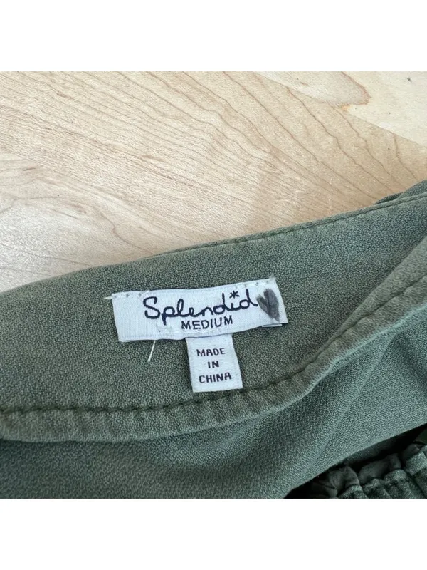 Splendid Minimalist Utility Safari Button-Front Jumpsuit Olive Green Size Medium - Image 10