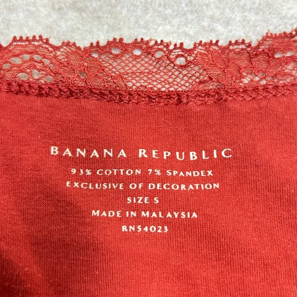 Y2K Banana Republic Womens Small Rust Red Lace Trim Cotton Stretch‎ Tank Top EUC - Image 2