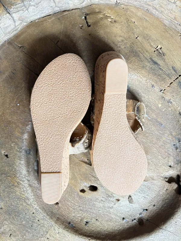 Jack Rogers Laurin gold leather cork wedge sandals women's 8.5 NEW summer vacay - Image 2