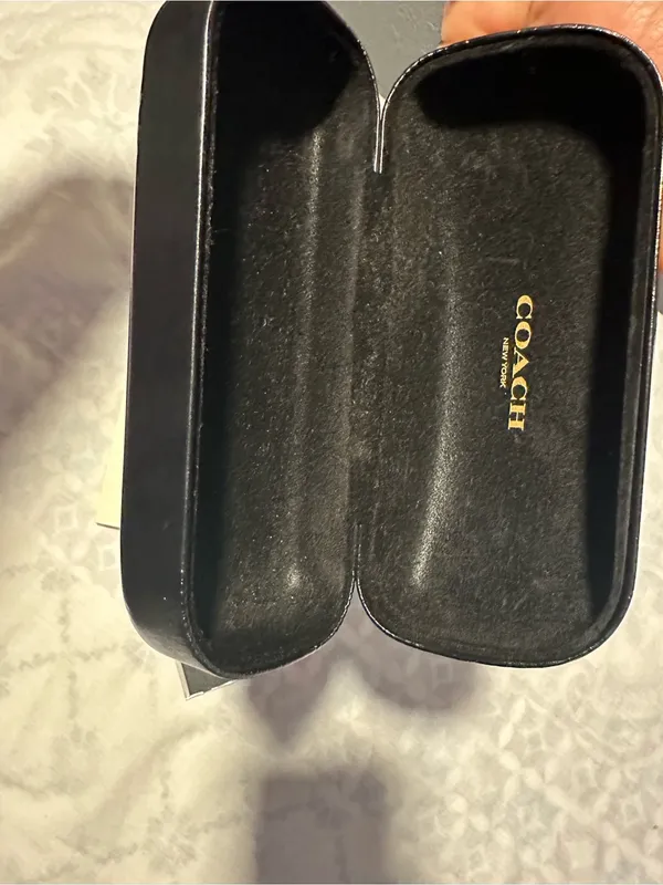 Coach Black Eyewear Case with Gold Logo and Cloth - Image 9