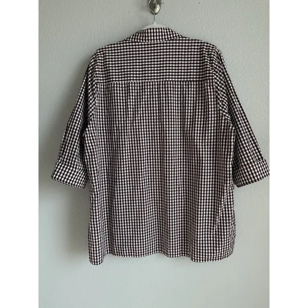 Aggieland Outfitters‎ Maroon Gingham Split Neck Tunic Blouse XL Gameday Preppy - Image 2